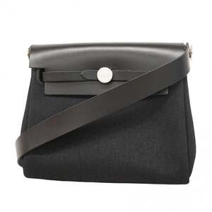 Hermes Hermès Mini Zip Shoulder Bag, Toile Military, Black, K Stamp, Women's